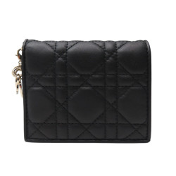  portefeuill dior lady mini en cuir cannage noir