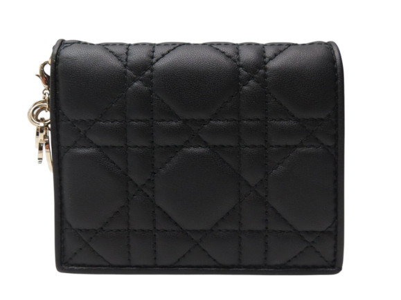  portefeuill dior lady mini en cuir cannage noir