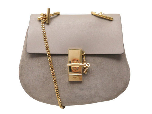 sac a main chloe drew cuir et daim taupe bandouliere