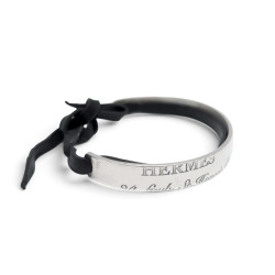 bracelet hermes cartouche en argent massif 925 cuir