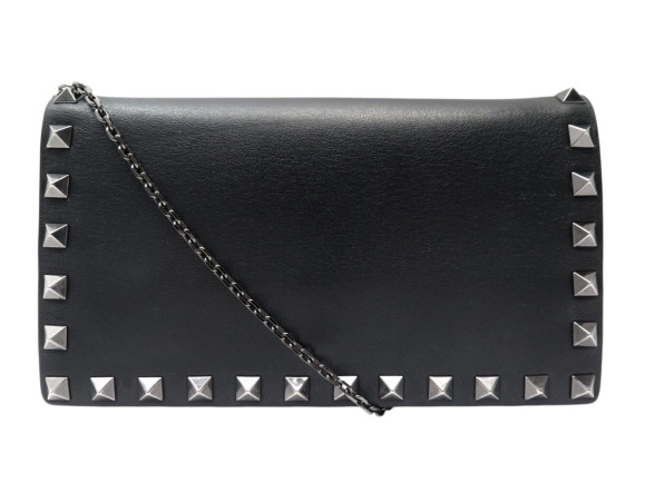sac a main valentino pochette rockstud cuir noir clous