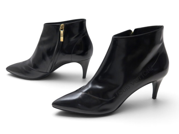 bottines louis vuitton frivolous cuir noir talons 39.5