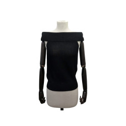 top hermes soie noir haut col bardot s 36 black