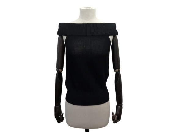 top hermes soie noir haut col bardot s 36 black