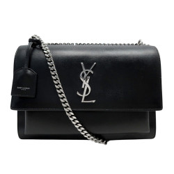 sac a main saint laurent sunset large 498779 cuir noir