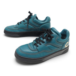 chaussures chanel baskets g35063 38 cuir bleu blue
