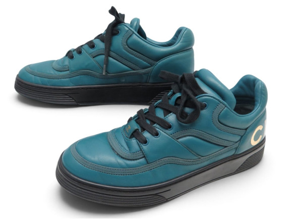 chaussures chanel baskets g35063 38 cuir bleu blue