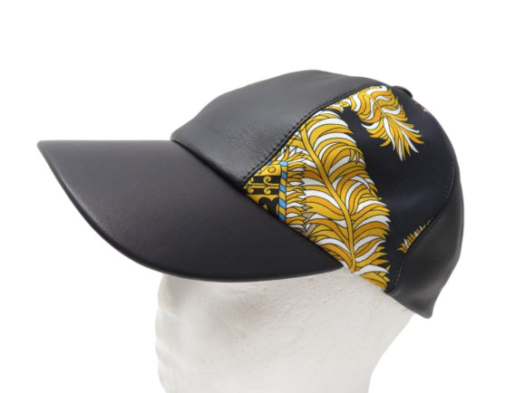 casquette hermes serena candy noire cuir soie