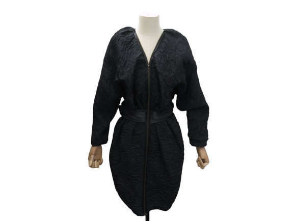 robe lanvin zippee tissu synthetique plisse noir s 36