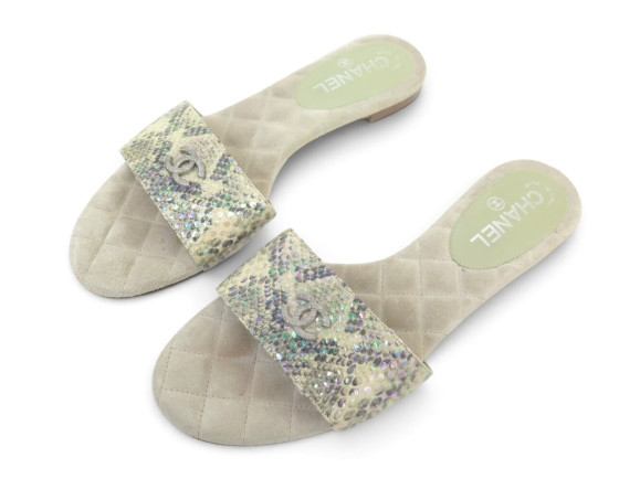 chaussures sandales chanel g29732 mules logo cc 40.5