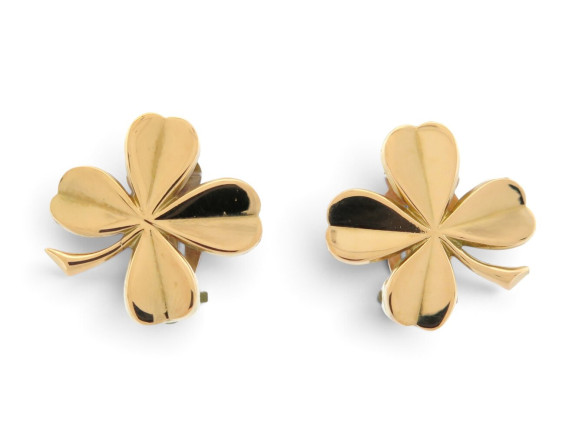 boucles d'oreilles chanel trefle 1994 en metal