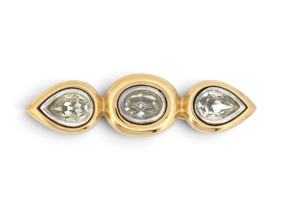 broche yves saint laurent 1980 metal dore orne