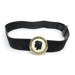 ceinture medaillon jeanne lanvin en cuir et toile