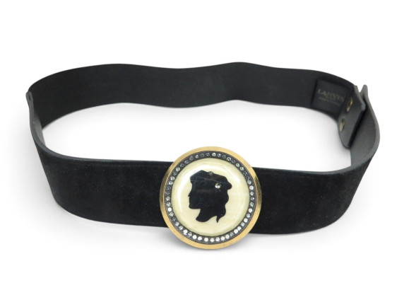 ceinture medaillon jeanne lanvin en cuir et toile