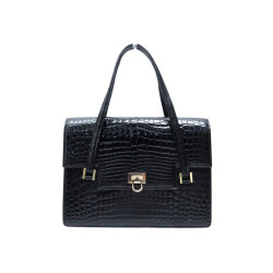  sac a main morabito en cuir de crocodile noir