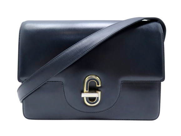 sac a main gucci cuir box bleu marine