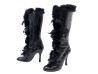 bottes louis vuitton en cuir verni noir fourrure de