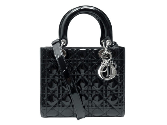  sac a main dior lady medium cuir vernis noir