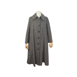   manteau long celine a carreaux en laine
