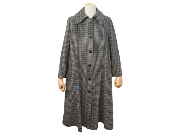 manteau long celine a carreaux en laine