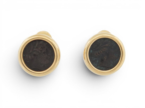 boucles d'oreilles bulgari monete piece ancienne avant