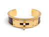 bracelet hermes jonc ouvert kelly plaque or cuir de