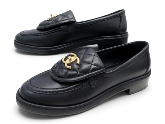 chaussures chanel mocassins g45474 logo cc 37.5