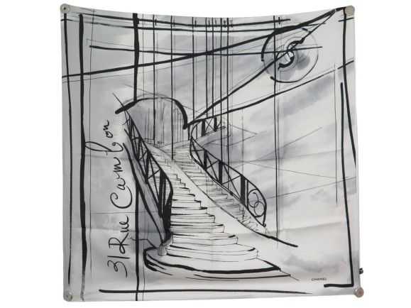 foulard chanel 31 ru cambon logo cc carre 90 soie