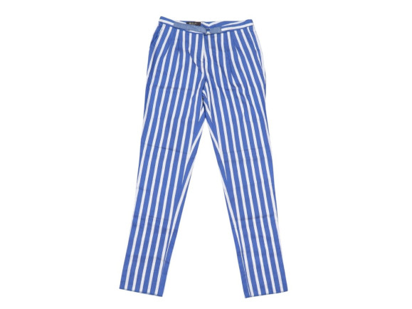 pantalon loro piana a rayures en lin coton soie