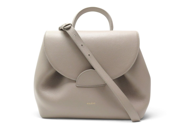 sac a main polene numero un en cuir graine gris taupe