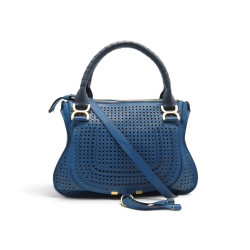  sac a main chloe marcie mm en cuir perfore bleu