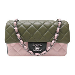 sac a main chanel mini classique timeless vert rose