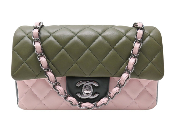 sac a main chanel mini classique timeless vert rose