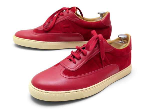  baskets hermes quicker rouge cuir daim 42