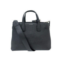 sac a main burberry banner mm en cuir graine toile