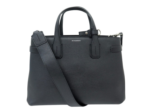 sac a main burberry banner mm en cuir graine toile