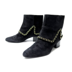 bottines chanel g34929 chaine logo cc 41 daim noir a