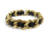  bracelet chanel chaine et cuir entrelace noir