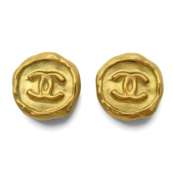  boucles d'oreilles chanel ronde logo cc 1995 a