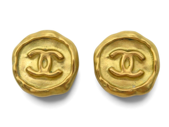  boucles d'oreilles chanel ronde logo cc 1995 a