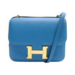 sac a main hermes constance 18 mini en cuir bleu