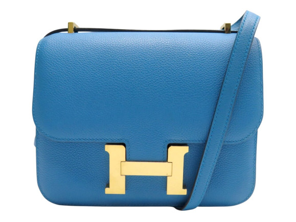 sac a main hermes constance 18 mini en cuir bleu