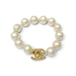  bracelet chanel grosses perles fermoir logo cc