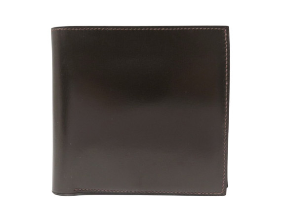portefeuille hermes cuir box marron piqure