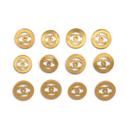   lot de 12 boutons chanel logo cc ajoures