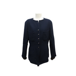  veste chanel boutonniere logo cc 40 m en laine