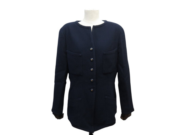 veste chanel boutonniere logo cc 40 m en laine