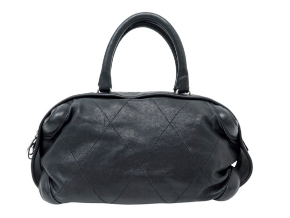 sac a main chanel boston bowling en cuir graine noir