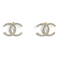  boucles d'oreilles chanel logo cc strass 2020 en
