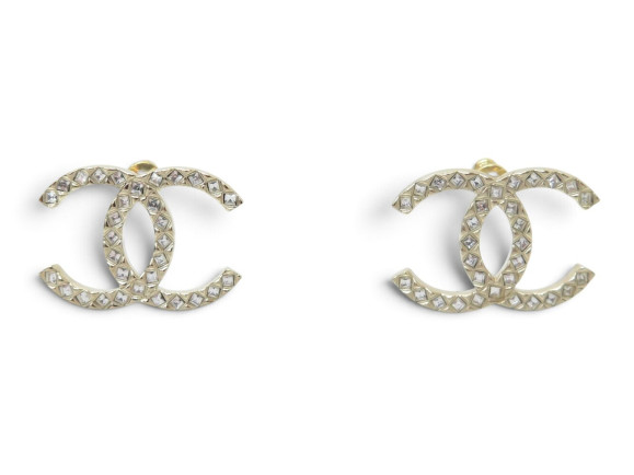  boucles d'oreilles chanel logo cc strass 2020 en